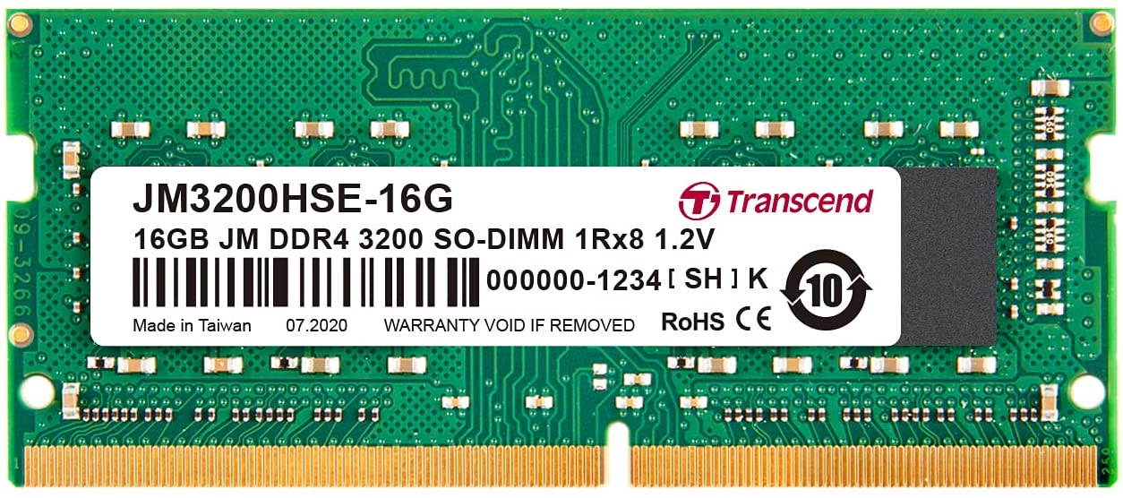 Transcend JetRam 16GB DDR4 3200 MHz SODIMM Laptop Memory Ram - Main Image