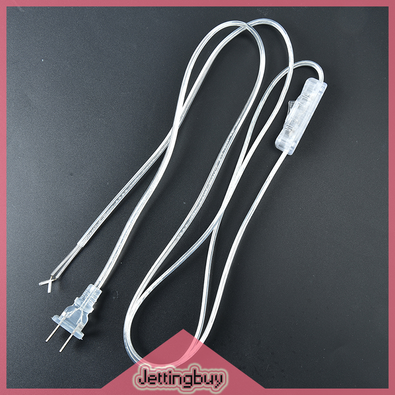 Jettingbuy 1.8m on off switch power cord for led lamp us plug transparent extension cable