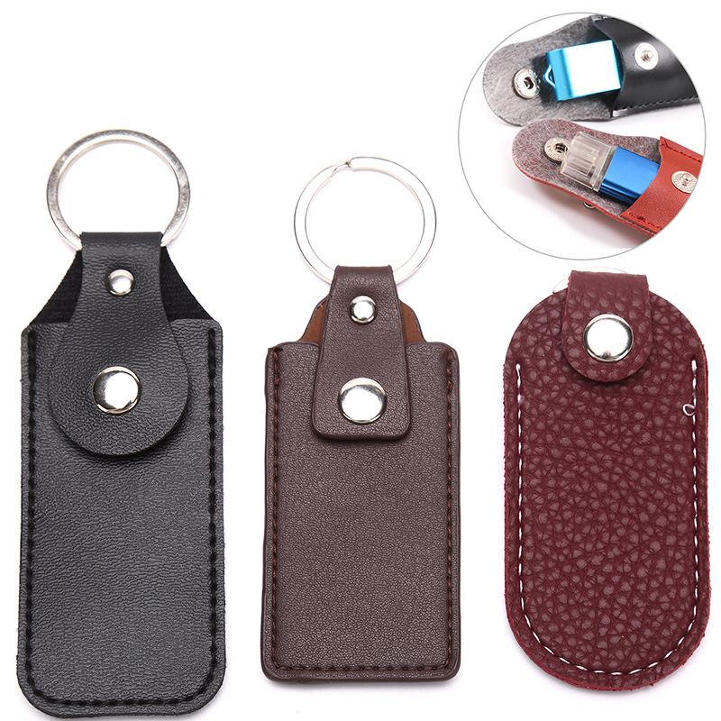 [Bắc mang] Vỏ USB Túi bảo vệ túi xách tay móc chìa khóa bằng da để Ổ USB Flash