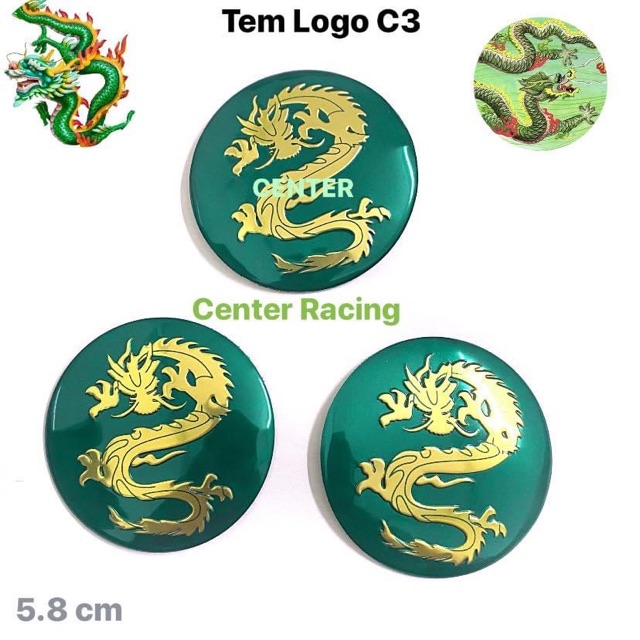 [ Tân Thịnh ] Tem nhôm logo 3D RỒNG XANH C3