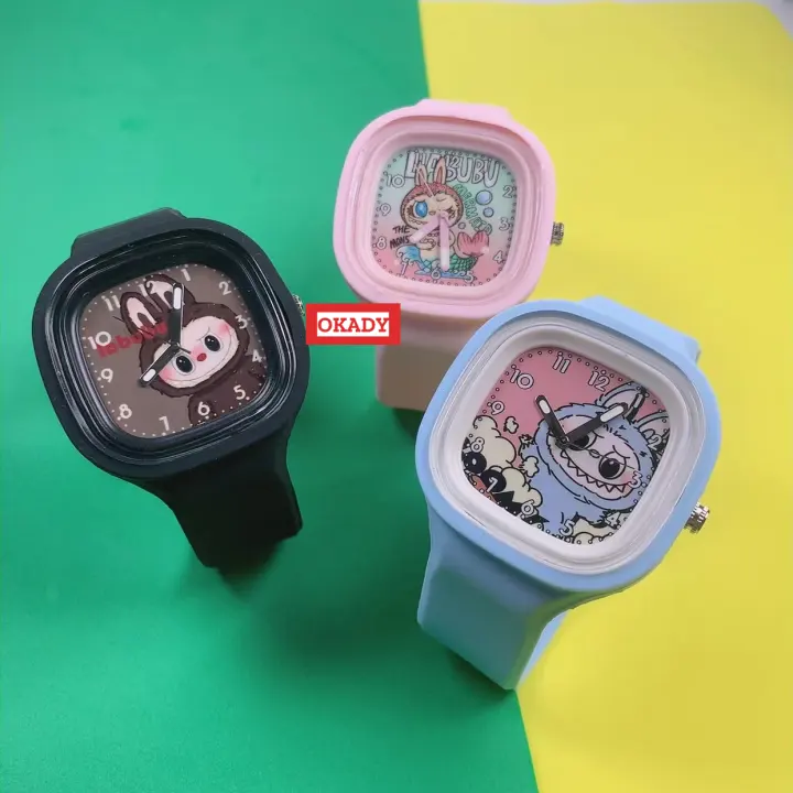 New labubu trẻ em xem thạch vuông Vỏ Silicone cảm giác đồng hồ thạch anh Sản phẩm bán chạy xem trẻ em món quà sinh nhật