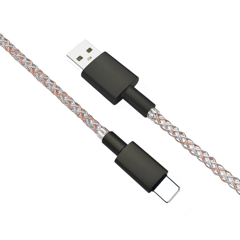 Vaorlo 20w rgb usb charging cable micro usb lightning type c cables car breathing light charger cord gradient 6a super fast charge for android phone huawei type c data cable