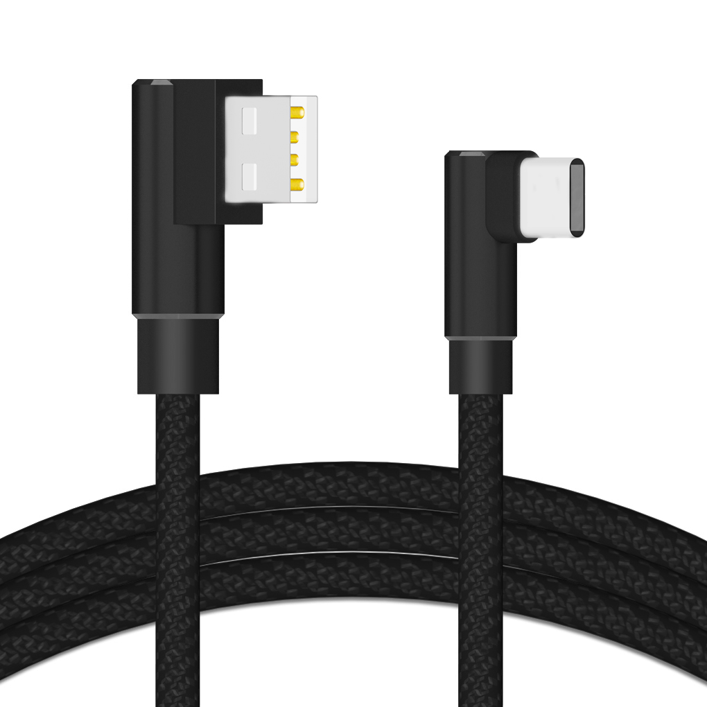 Double Elbow USB Cable 2A Sync Data Nylon Woven TPE High Speed Charging Cable for Android/IOS/Type-C