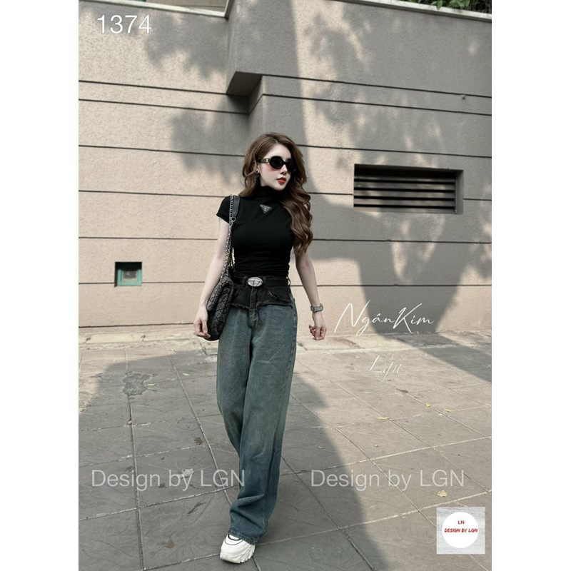 ÁO CROPTOP CỔ LỌ LOGO HIỆU BG