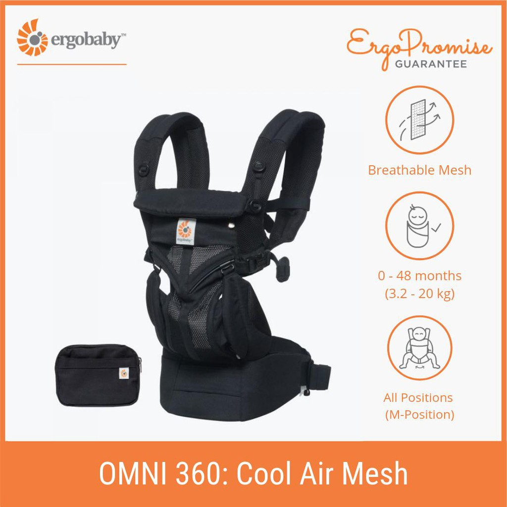 美品✨ergobaby OMNI 360 COOL AIR ONYX BLACK Ergobaby Omni 360 Cool Air Mesh Baby Carrier - Onyx Black