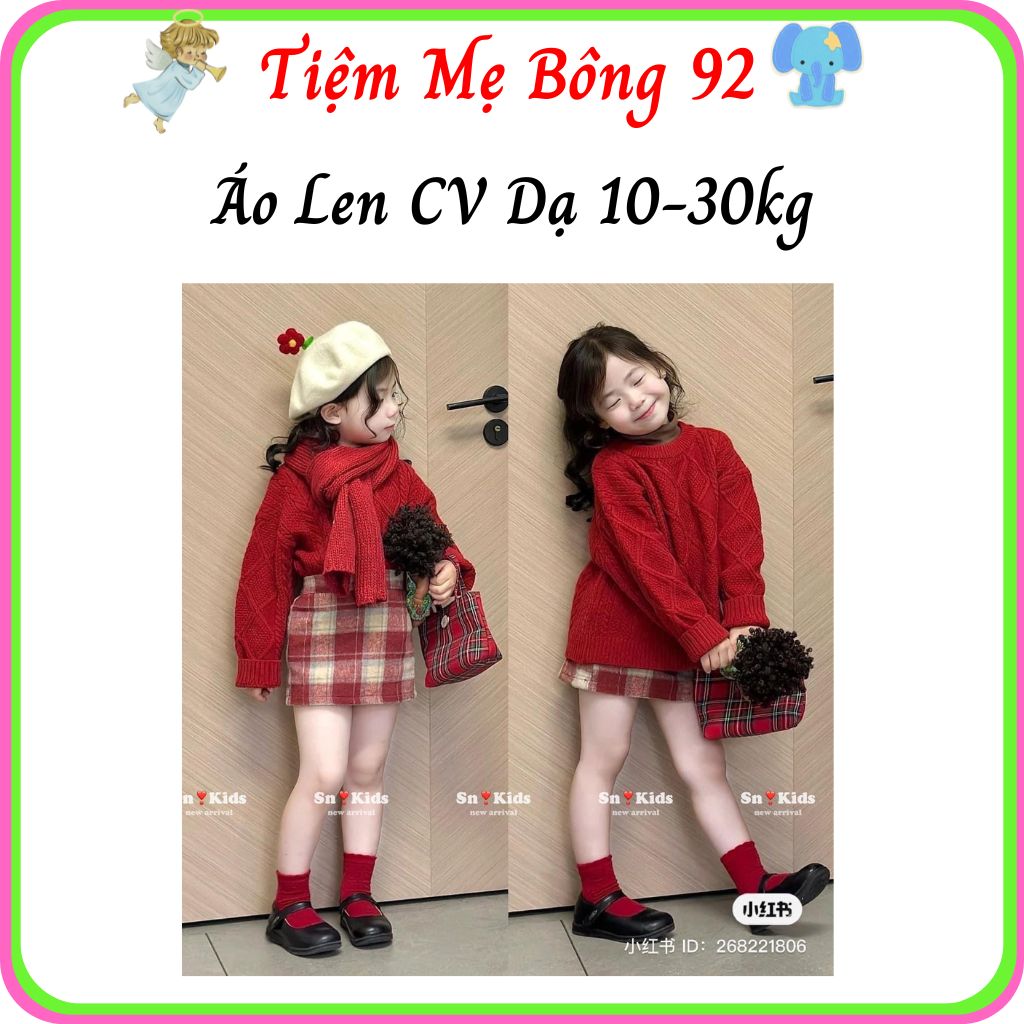 Sét áo len thừng chân váy dạ 10-30kg bé gái diện tết h379 - tiệm mẹ bông 92