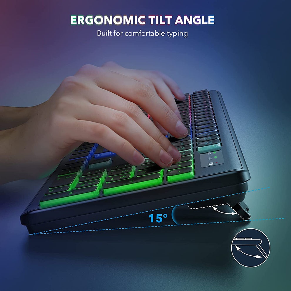 Backlit Wireless Keyboard and Mouse Combo Type-c+ USB Rechargeable Wireless Keyboard Set for Computer Mac PC Laptop