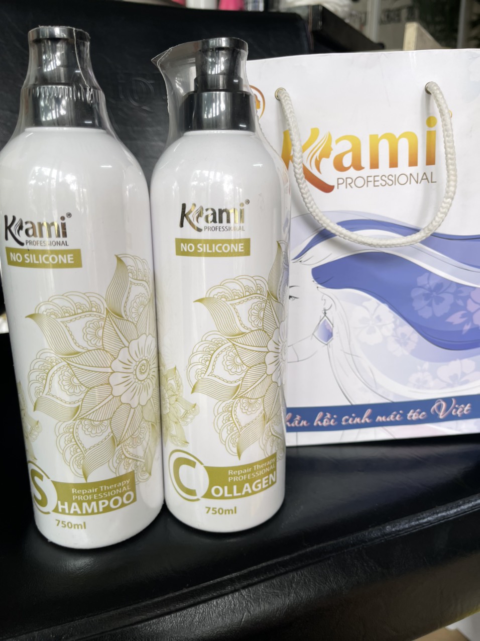 CẶP DẦU GỘI XẢ COLLAGEN KHÔNG CHỨA SILICONE KAMI 750ML X2