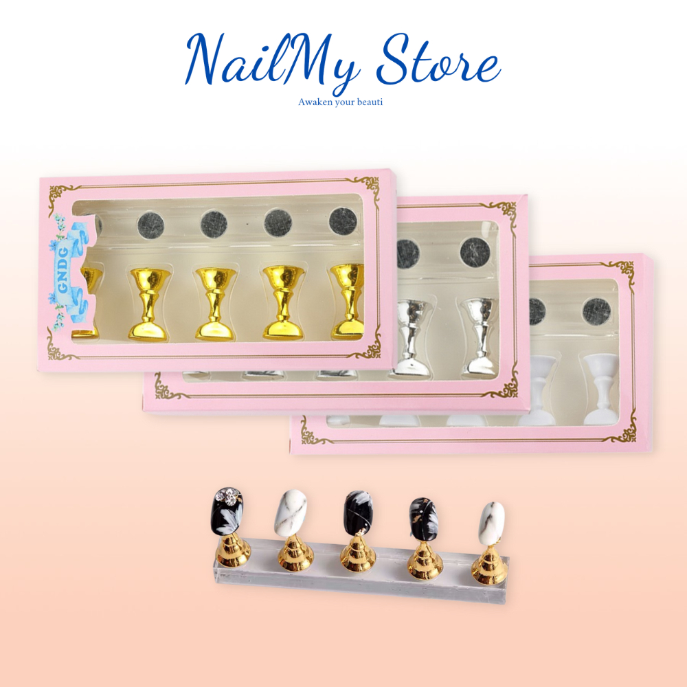 Đế gắn móng giả tập vẽ nail, đế nam châm gắn móng (Set 5 chiếc)