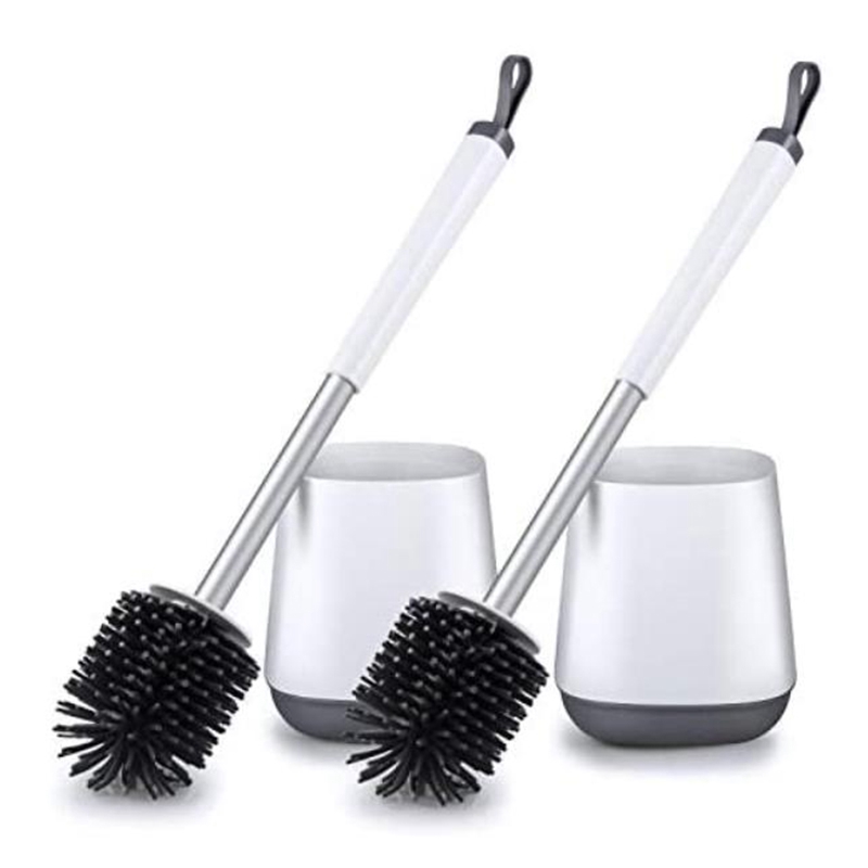 2 Pcs Toilet Bowl Cleaning Brush and Bracket Set for Bathroom Storage