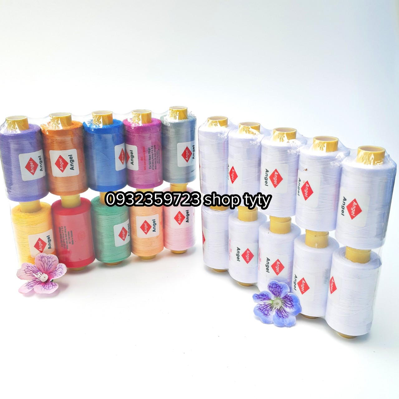 1 Vỉ 10 Cuộn Chỉ Lớn May Vá Quần Áo(Có 3 Loại :TRẮNG ,ĐEN ,ĐỦ MÀU)