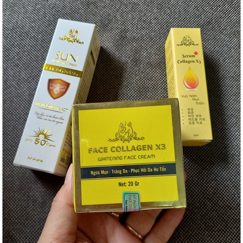 Combo Mỹ Phẩm Đông Anh chính hãng (Kem Face Collagen X3 + Kem Chống Nắng Colagen X3)