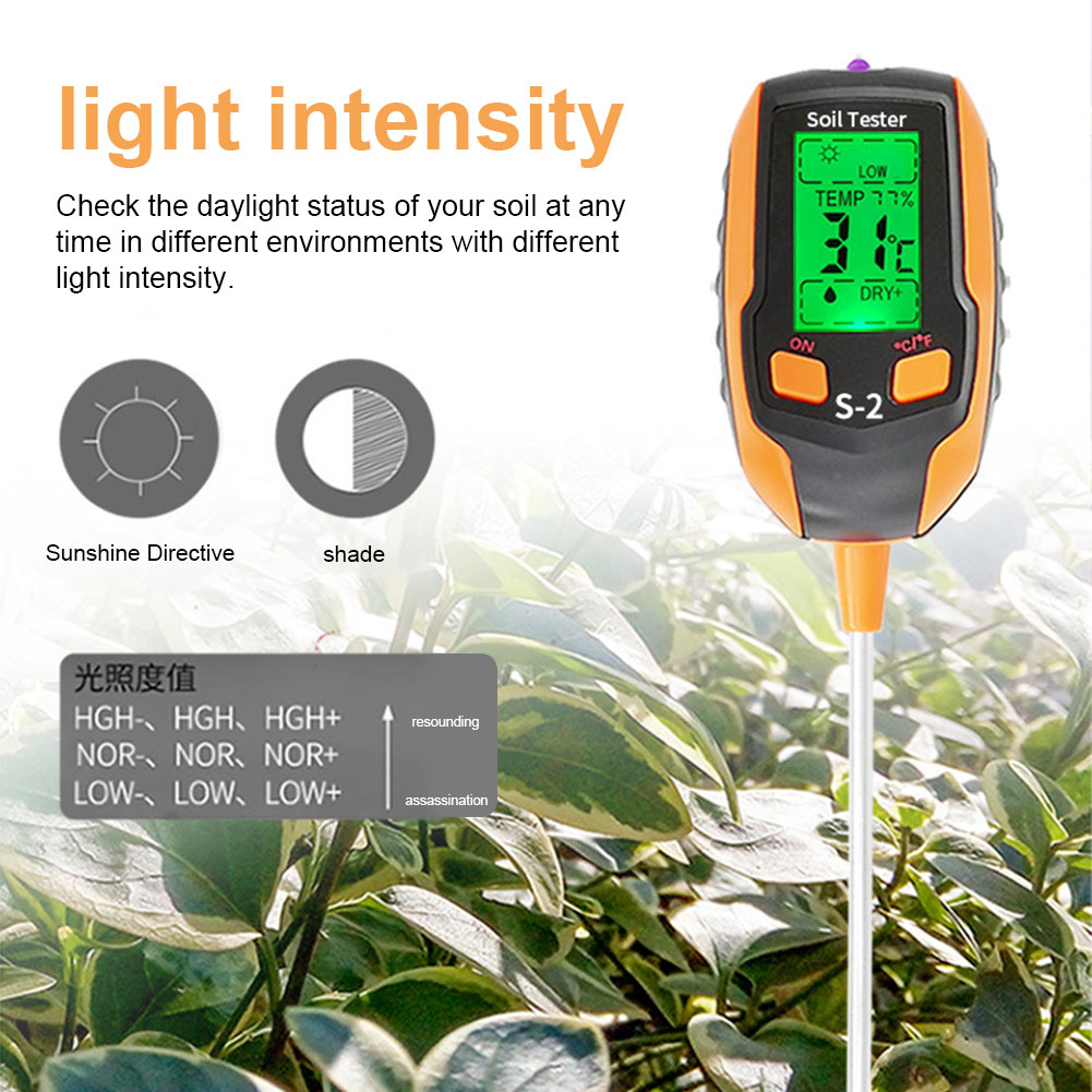 6-in-1 Soil Moisture Meter  Digital pH Meter Soil Salinity Tester Moisture/Temperature/Sunlight/Environment Humidity Meter  Soil Tester for Garden  Lawn  Farm