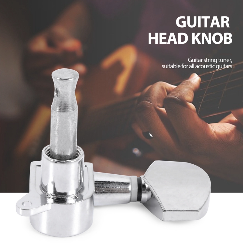 6 Pieces Silver Acoustic Guitar Machine Heads Knobs Guitar String Tuning Peg Tuner(3 for Left + 3 for Right)