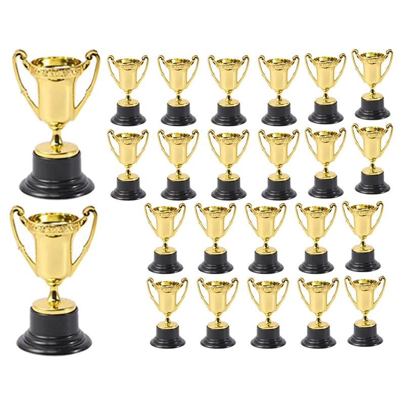 24Pcs Golden Mini Award Trophy Prizes Decor Plastic Reward Prizes