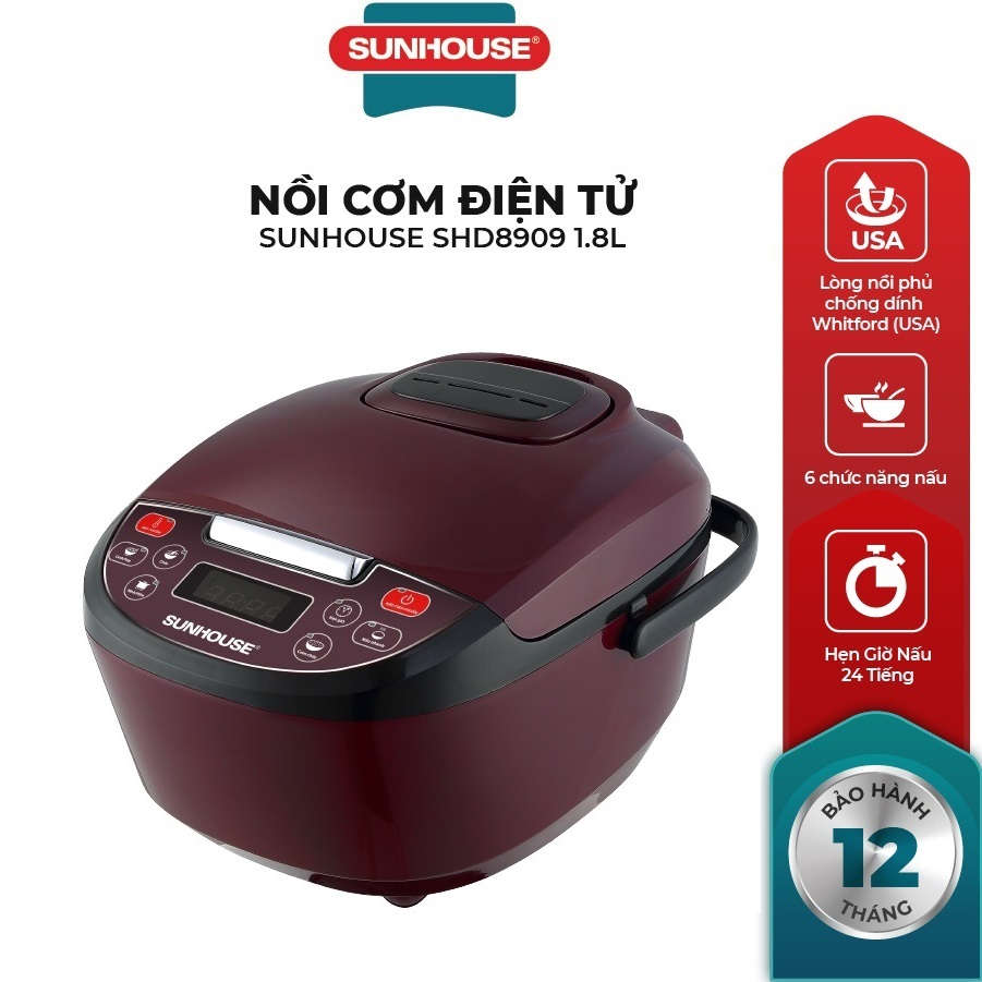 Nồi cơm điện tử 1.8l sunhouse shd8909
