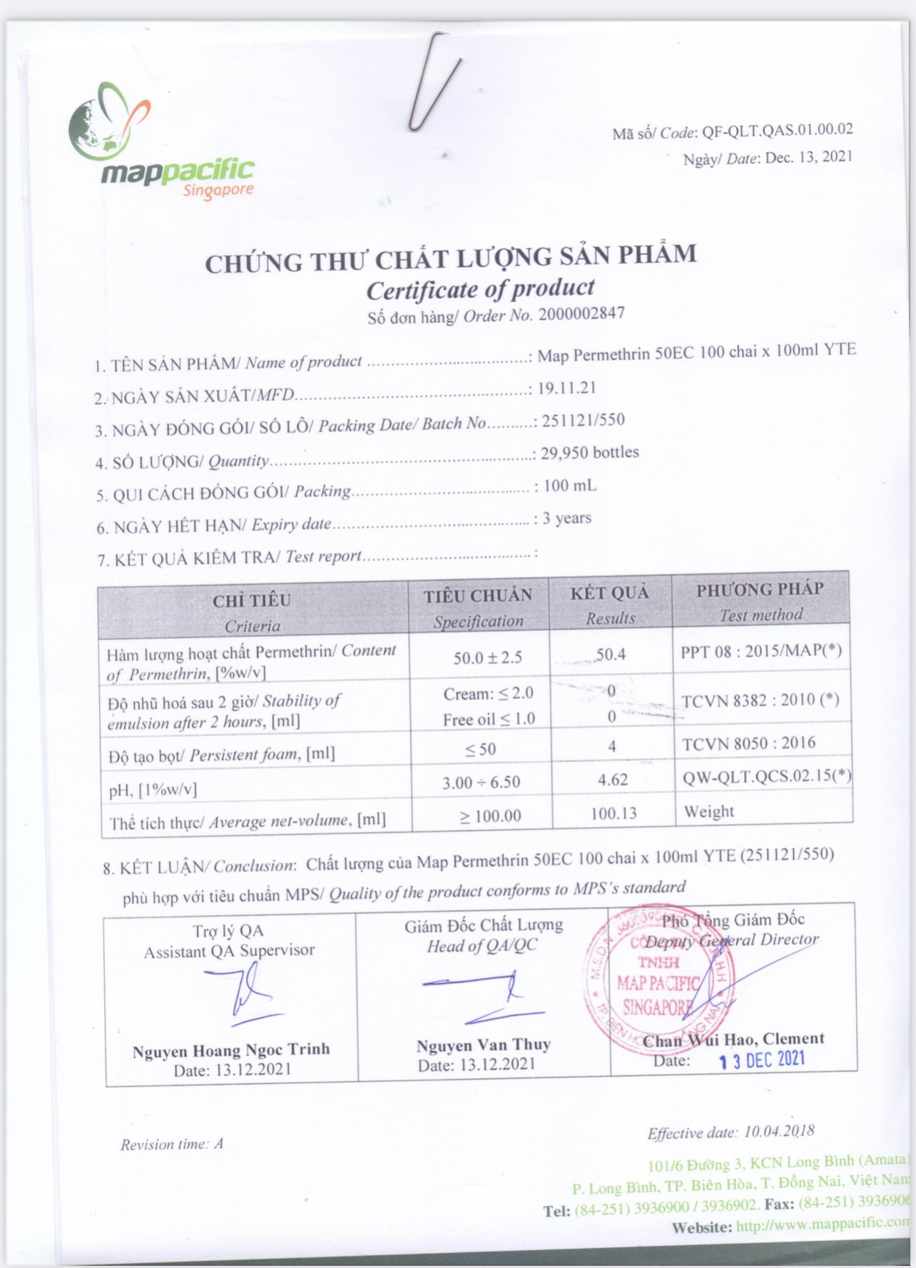 Thuốc diệt muỗi, côn trùng Map Permethrin 50EC - 100ml (Xuất xứ Anh Quốc)