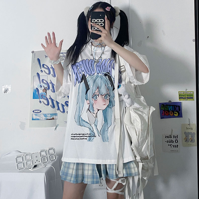 Summer Student Youth Women's Japanese-style Girl Student Cartoon Anime  Print Blouse Shirt Top | Lazada PH