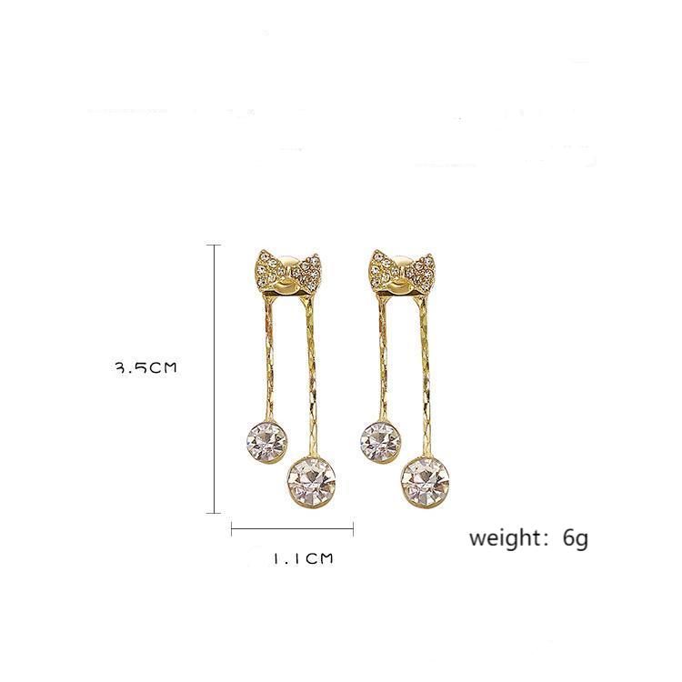 WHC Jewelry Khuyên Tai Đính Đá Zircon Tua Rua Dài Hình Nơ Sáng Bóng Khuyên Tai Phong Cách Xu Hướng Mới Nhất Cho Nữ