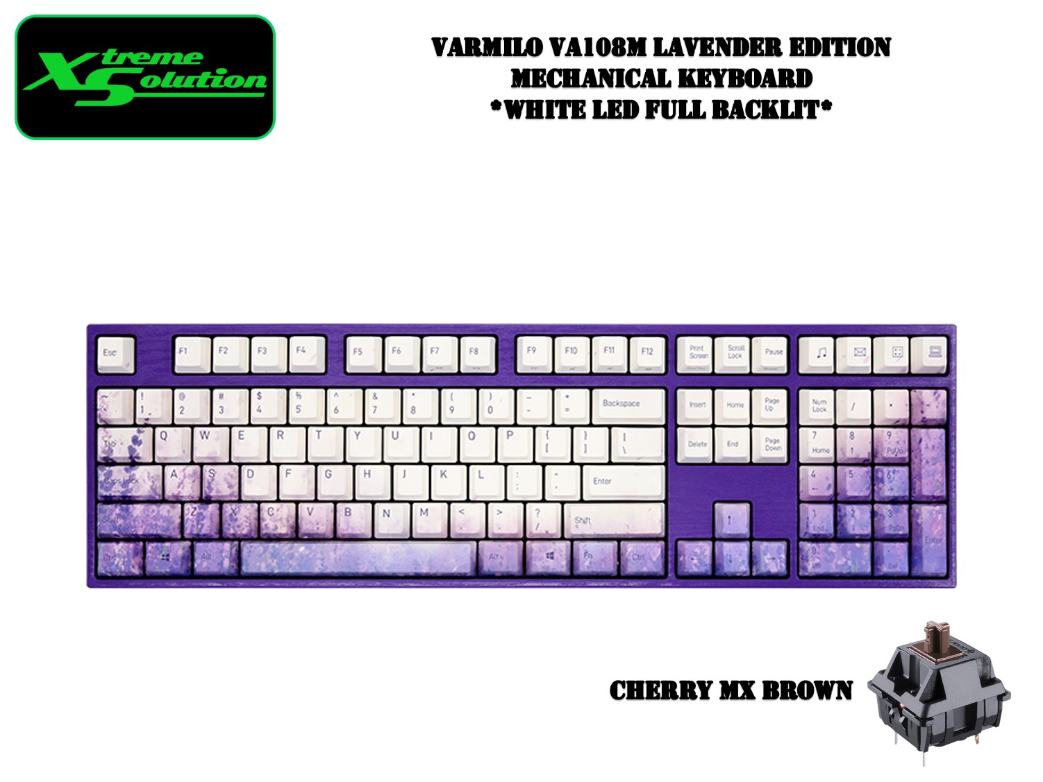 Varmilo VA108M Lavender Edition Mechanical Keyboard - White LED Full ...