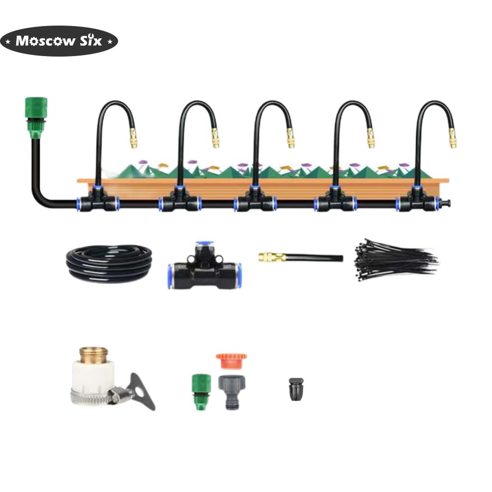 5M/10M Automatic Watering Kit with 20cm Rotating Copper Nozzle Atomizing Sprayer Adjustable Misting System Kit for Garden/Lawn/Agricultural Irrigation