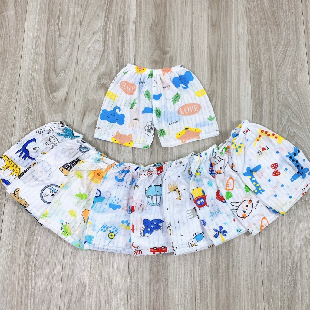 combo 10 Quần đùi cotton giấy cho bé