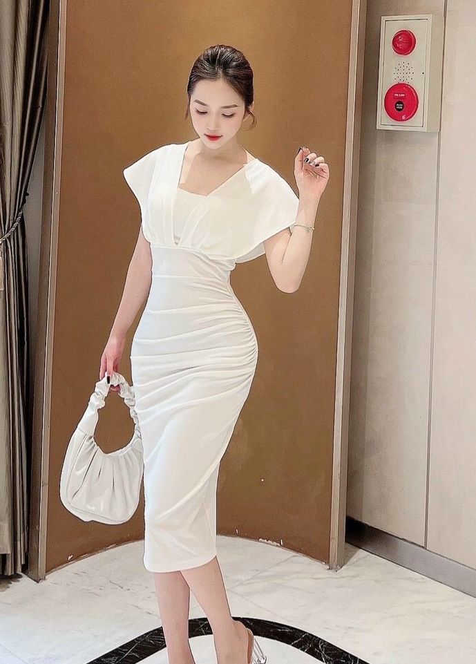 Đầm nữ body có mút ngực kiểu đầm dự tiệc sang trọng thanh lịch ba màu đầm trắng, đỏ, đen thời trang thiết kế LANCHI
