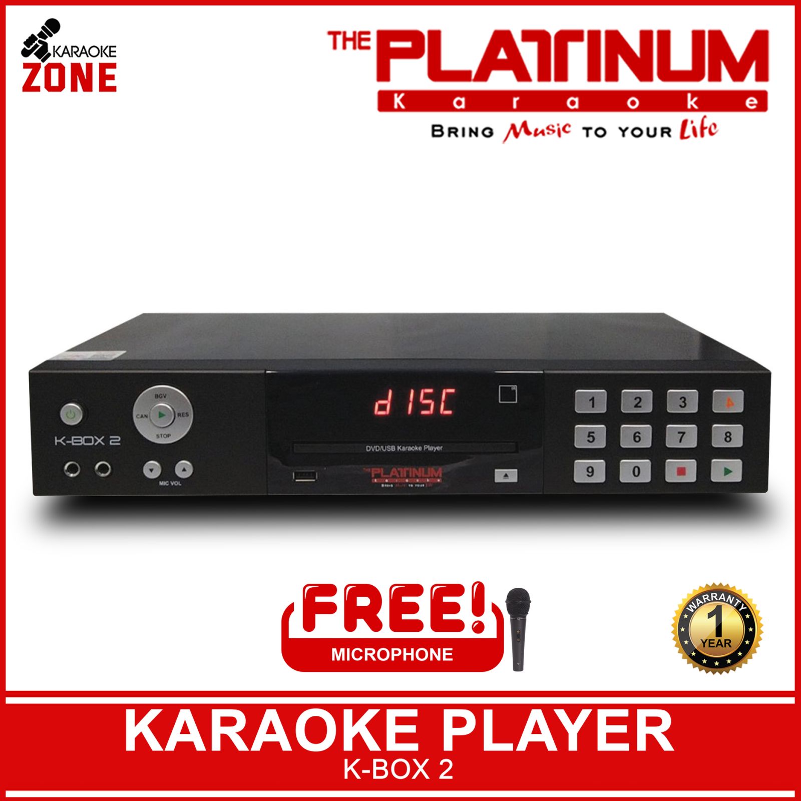 Platinum Karaoke KBOX 2 Player / 15,000++ songs with Free Wired Mic