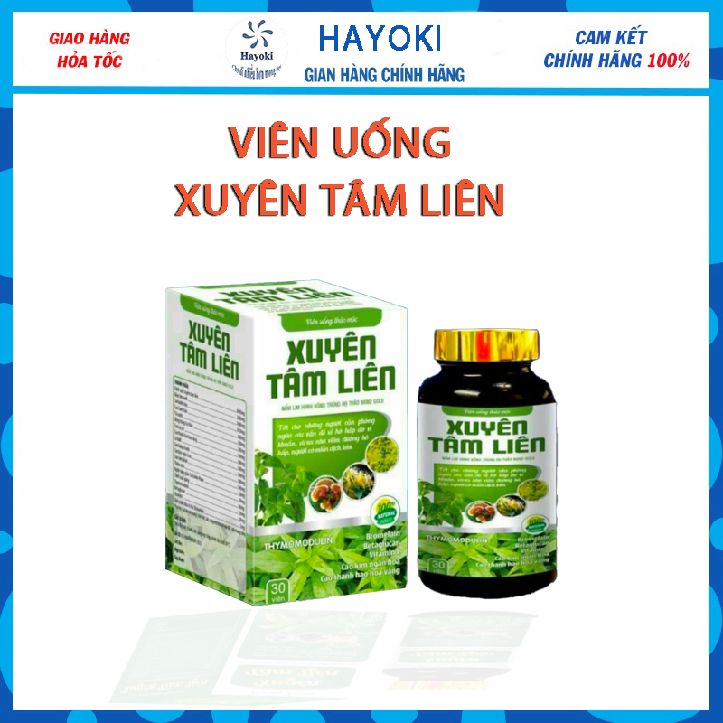 Viên uống thảo mộc xuyên tâm liên (hộp 30v ). Phòng ngừa các vấn đề về hô hấp, kết hợp ,đông trùng hạ thảo Nano Gold