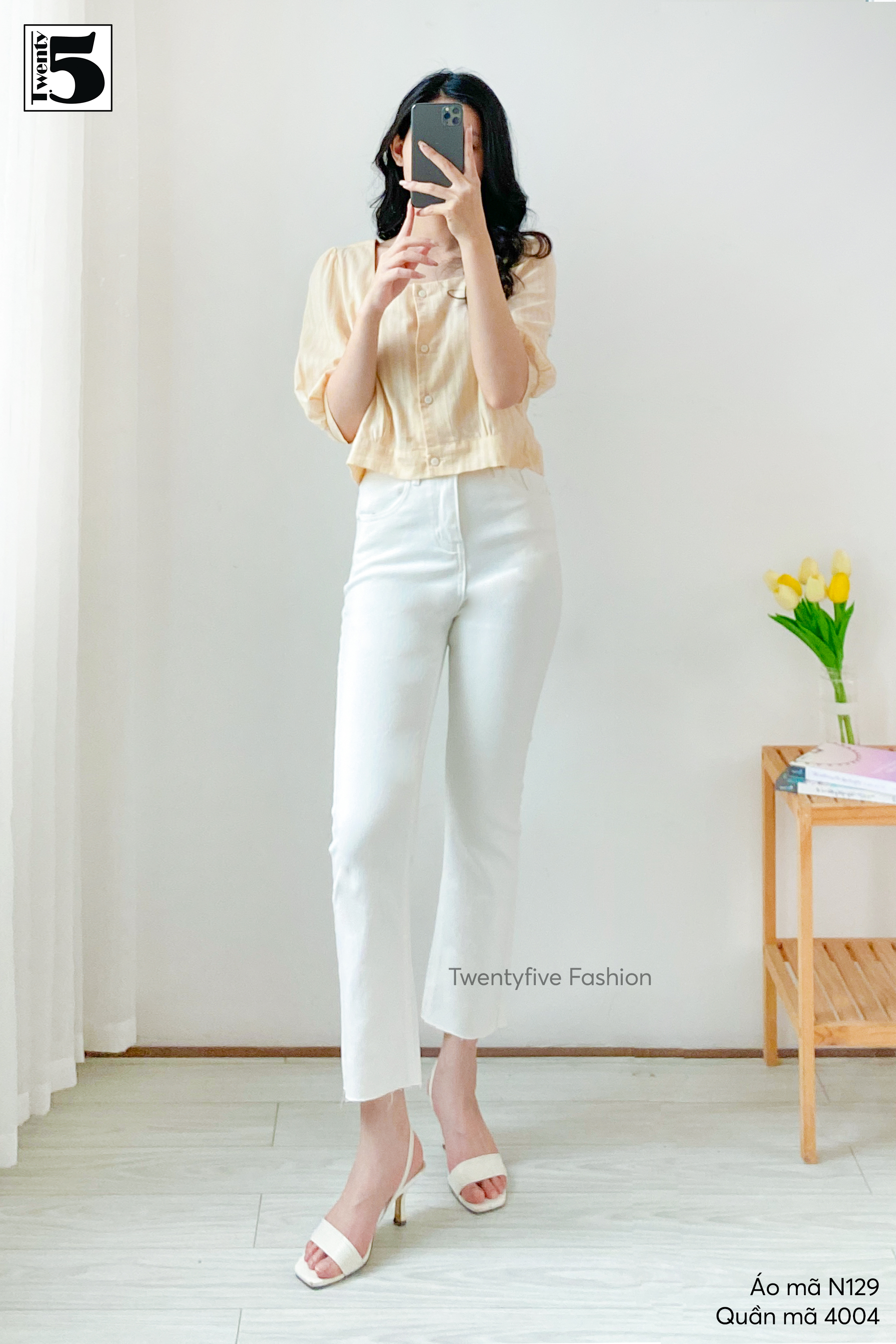 Áo sơ mi nữ cổ vuông TWENTYFIVE N129