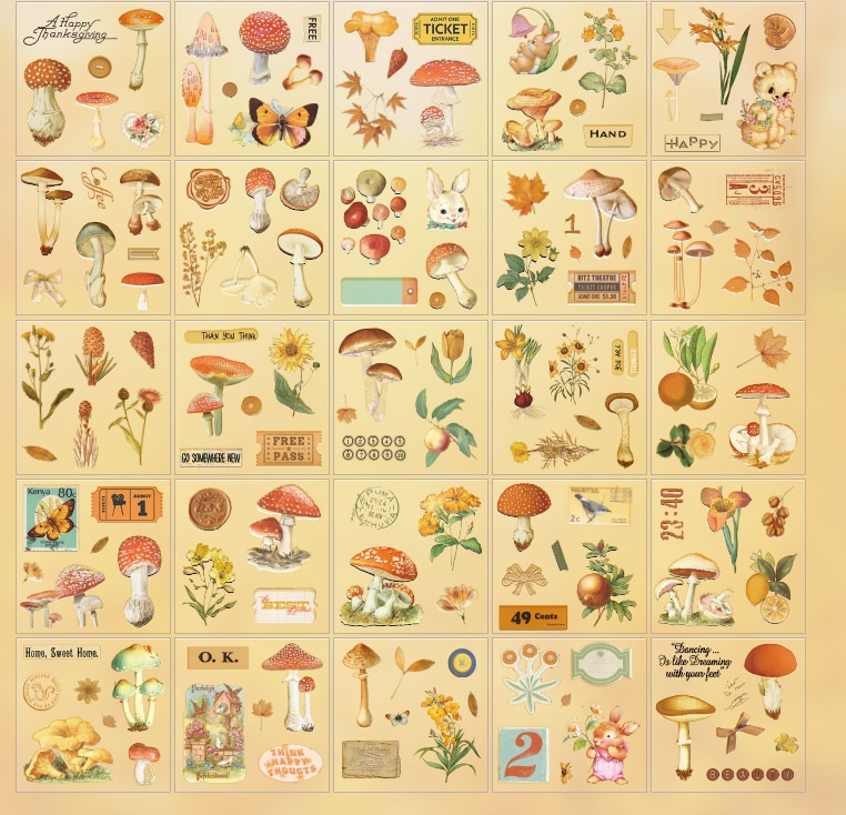 Hộp 100 tấm sticker vintage trang trí sổ