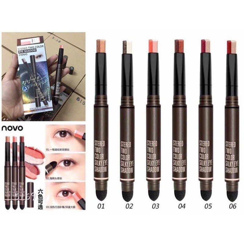 Phấn Mắt 2 Đầu Stereo Two Line Eye Shadow Novo