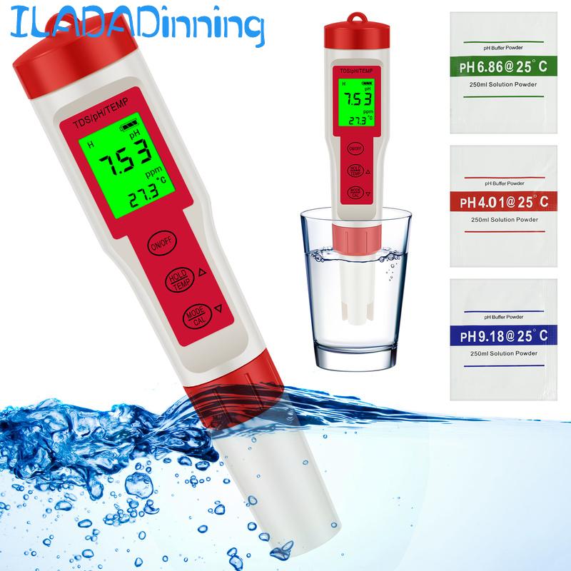 PH Test Meter Portable 4 in 1 PH EC TDS Temp Meter Digital DWC PH and ...