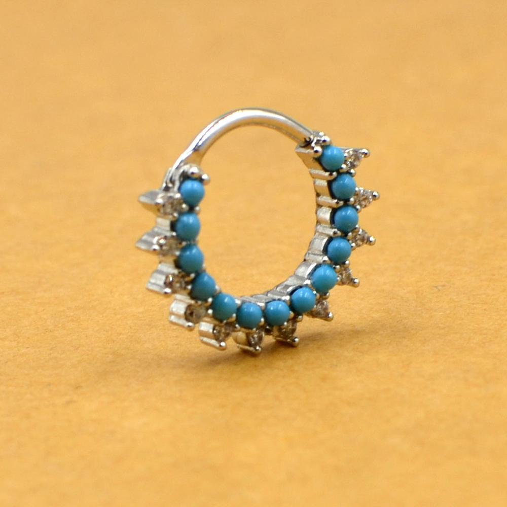 Stainless Steel Crystal Pearl Septum Clicker Hoop Ring Nose Labret Ear Tragus Cartilage Daith Helix Earring piercing. 