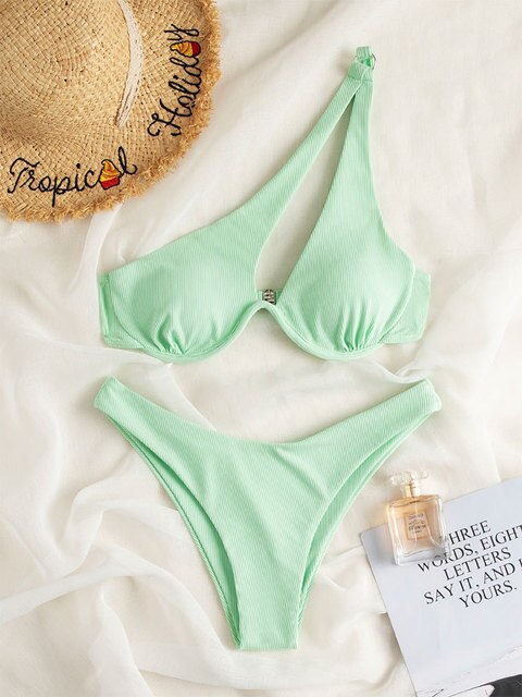 Sexy Bikinis Swimsuits Cut Out Women's Swimwear 2023 One Shoulder Biquini High Cut Bathing Suits Push Up Beach Bikini Set