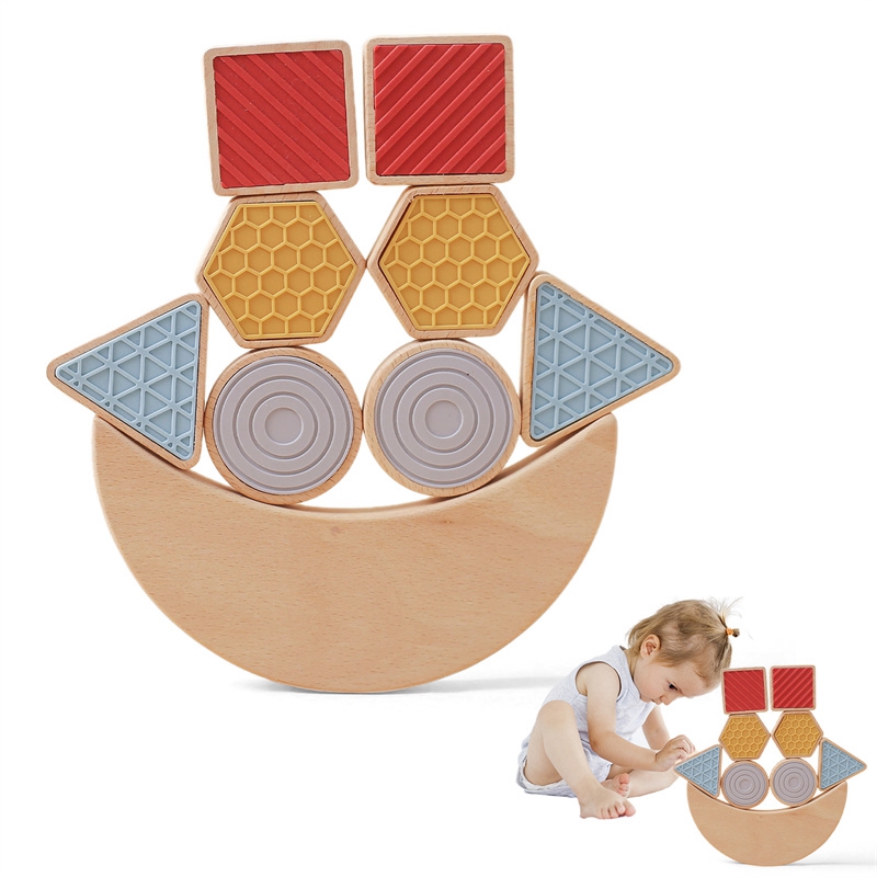 【Qian poem li Store】Montessori Wooden Toys for Baby Balance Blocks ...