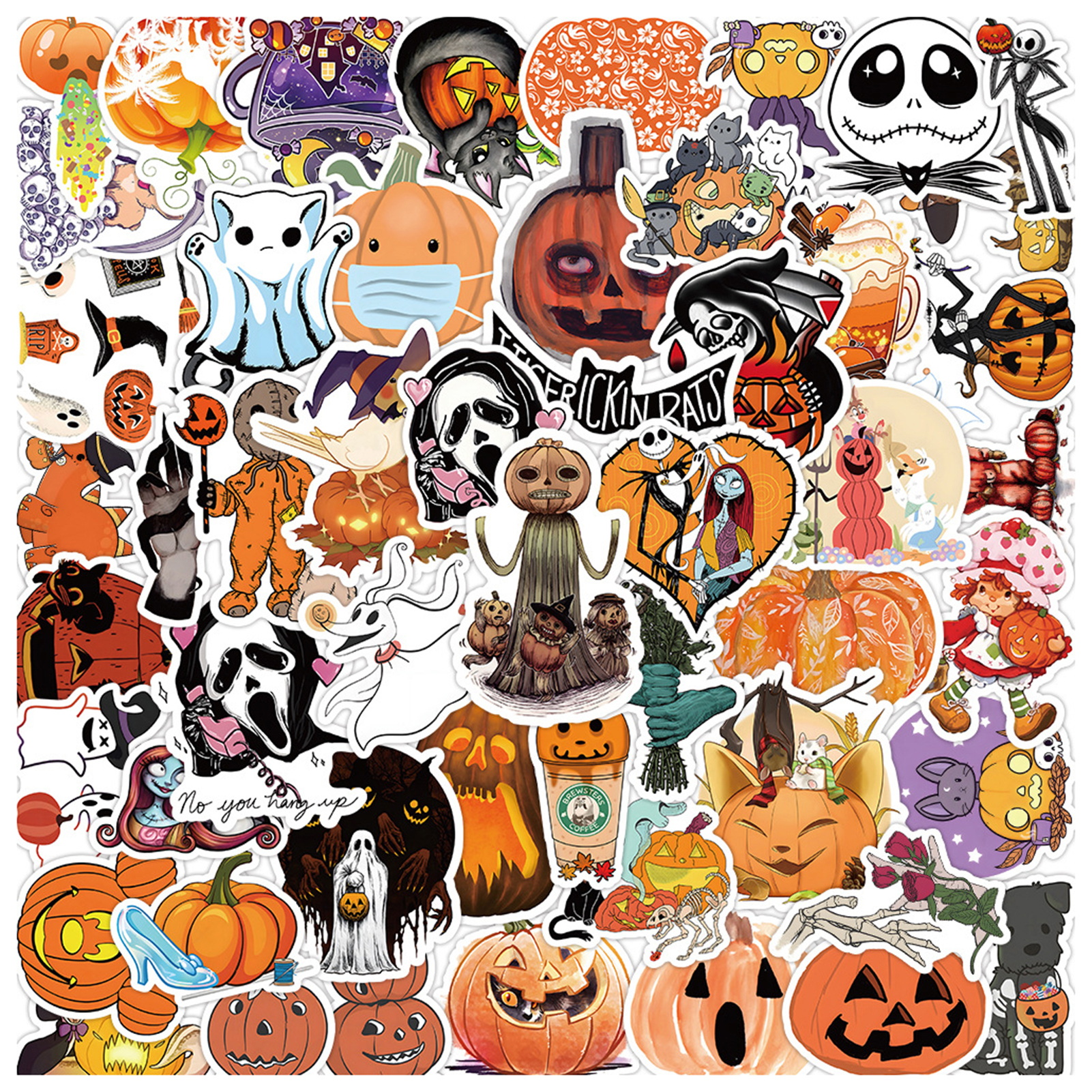 Graffiti Stickers Spooky Fun Halloween Stickers 50pcs Waterproof Decals for Diy Decoration Water Bottles Laptops Skateboards Guitars More Perfect Party Favors