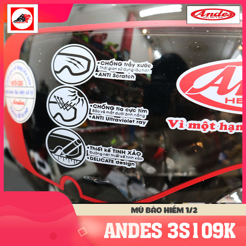 Nón bảo hiểm 1/2 - Andes 3S109KM