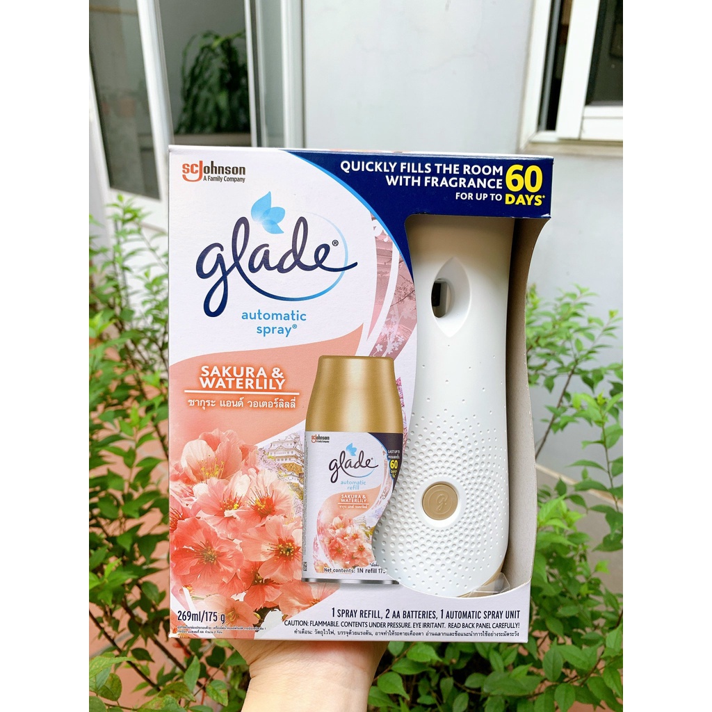 [GDN] Máy Xịt Phòng Tự Động GLADE 3in1 mẫu mới 2021 (Hương Sakura & Water Lily)