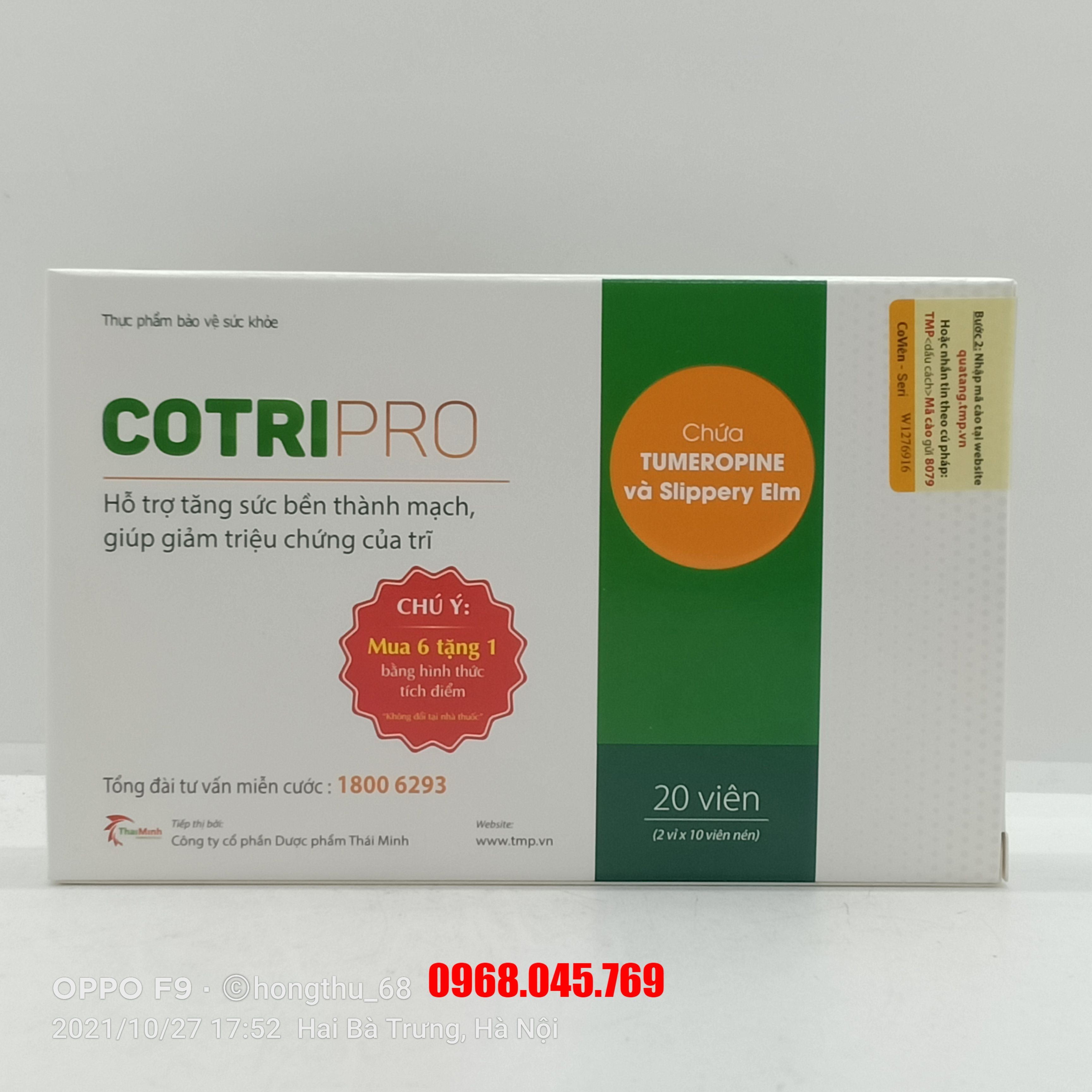 Bộ đôi phối hợp tác động Cotripro - Teo búi trĩ hết đau rát nhanh