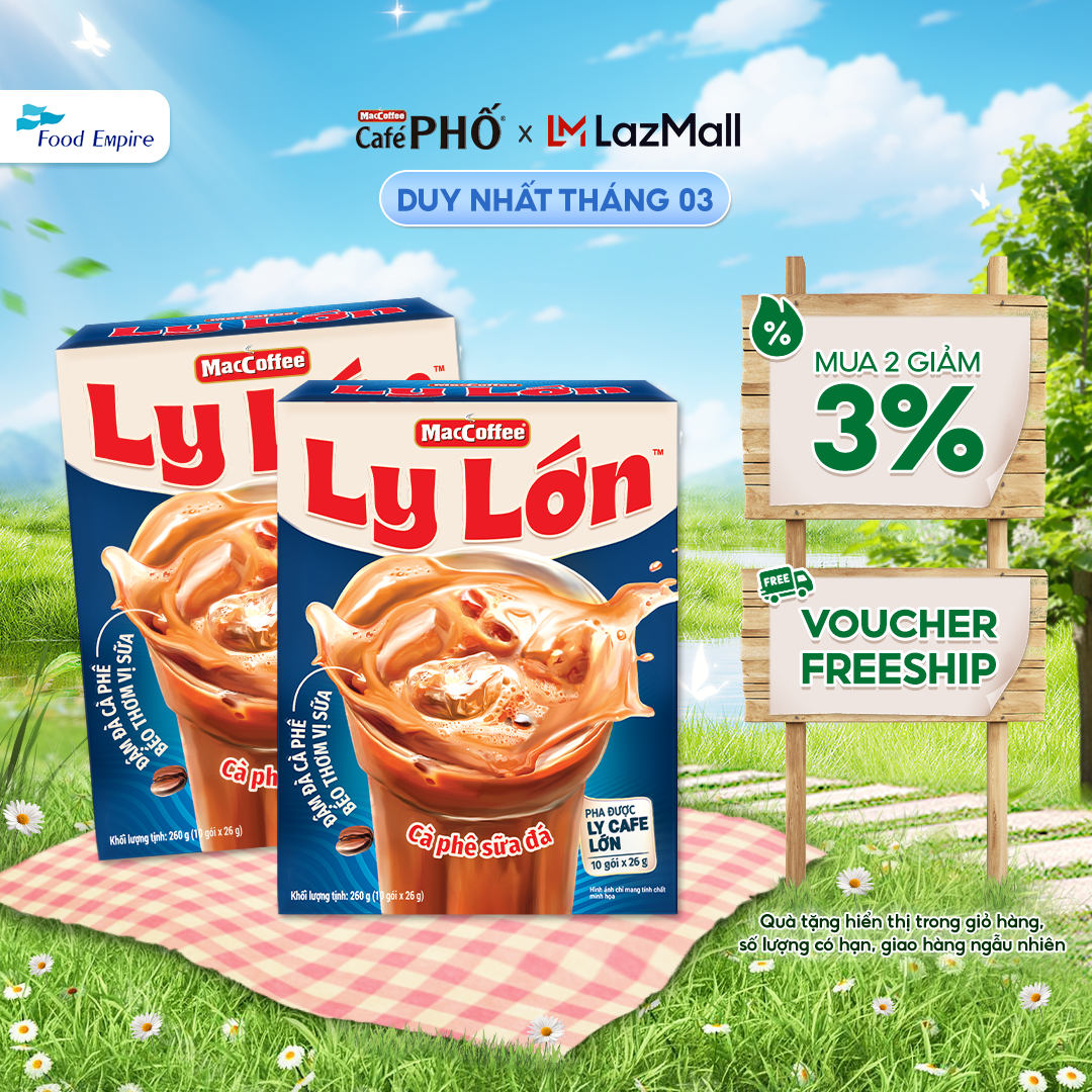 Combo 2 hộp Cà phê Ly Lớn - Maccoffee (hộp 10 gói x 26g)