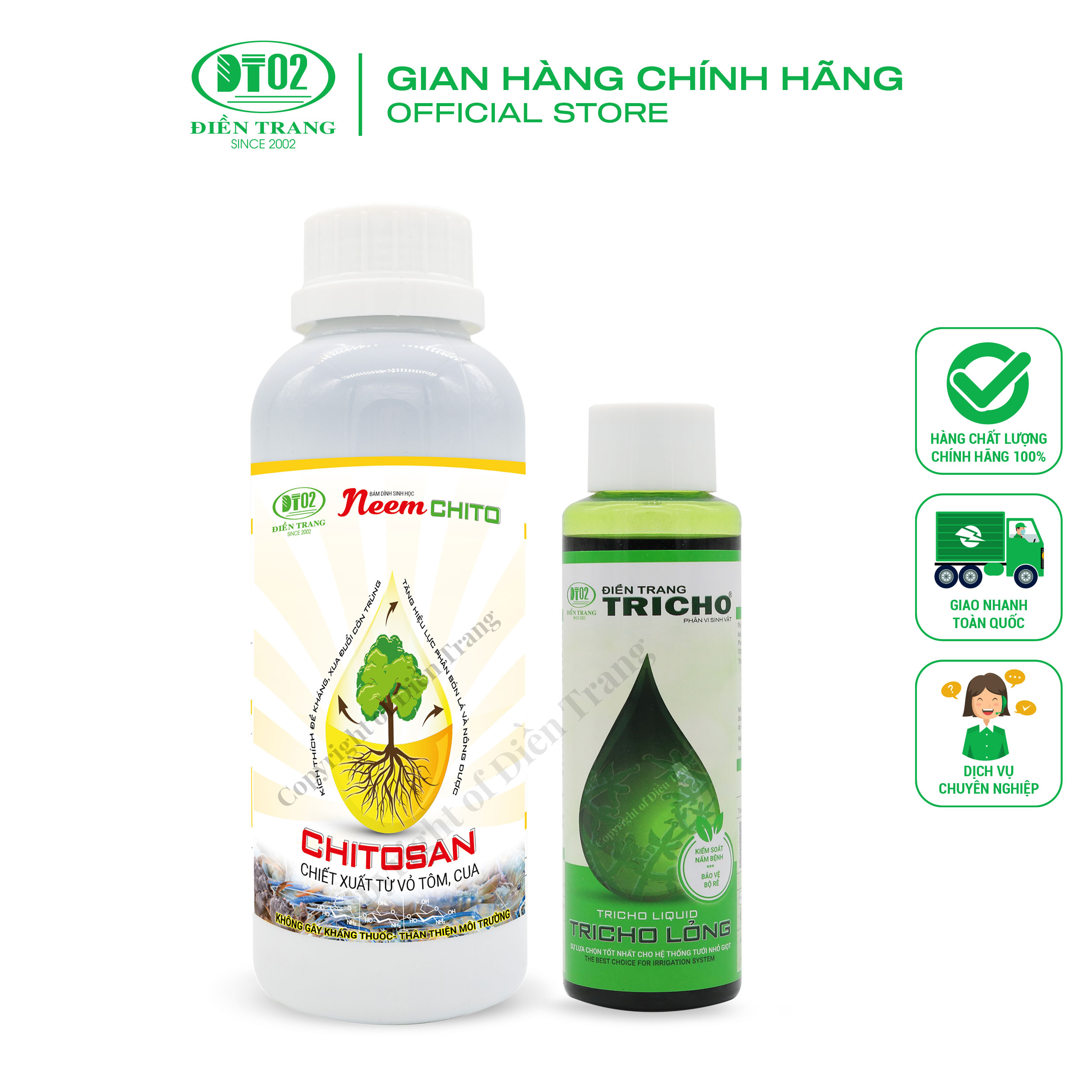 Combo 1 chai Bám dính sinh học Neem Chito 500ml + 1 chai Trichoderma dạng lỏng 100ml