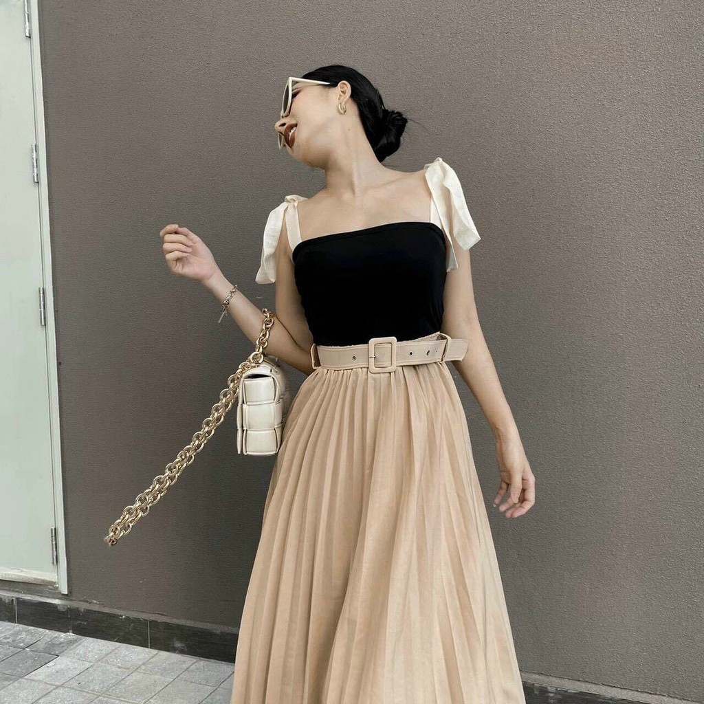 Chân váy xếp ly kèm đai cá hàng đẹp