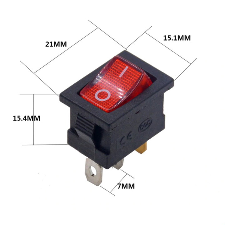 Công Tắc Bập Bênh KCD1-103 3 Chân  250VAC-6A Có Đèn