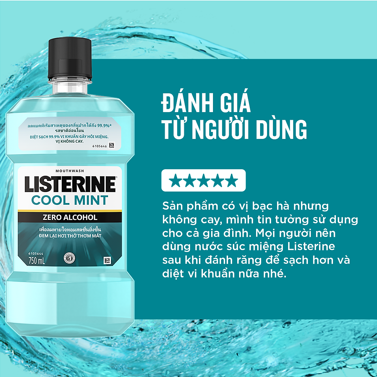 [FreeshipMAX] [HCM] Nước Súc Miệng Listerine Cool Mint Zero Alcohal (750ml)