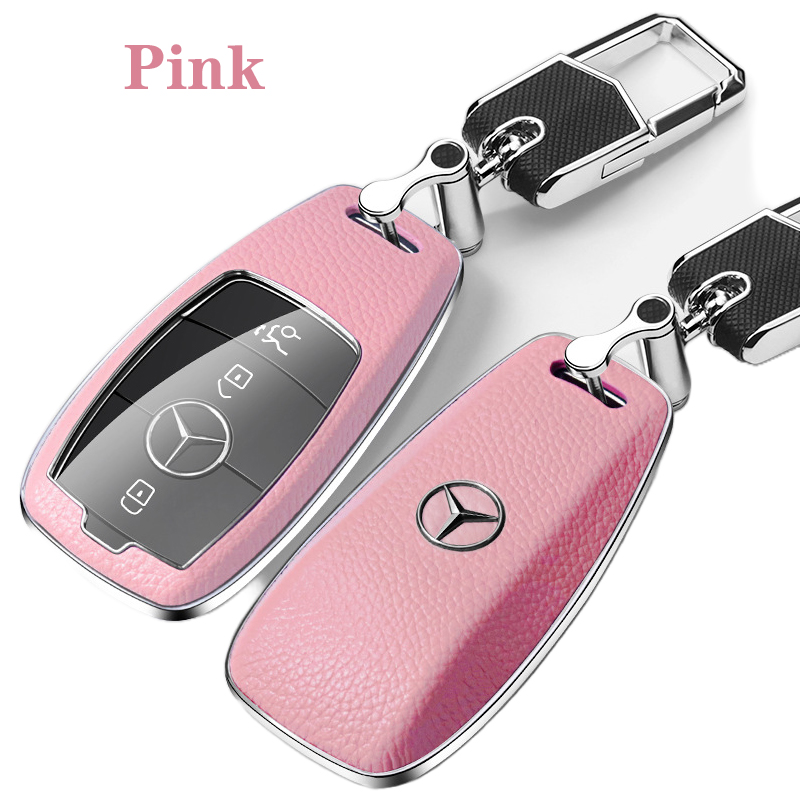Zobig leather car key cover case keychain for mercedes benz s/e-class a200 glc amg glk cl sl original remote control cover shell