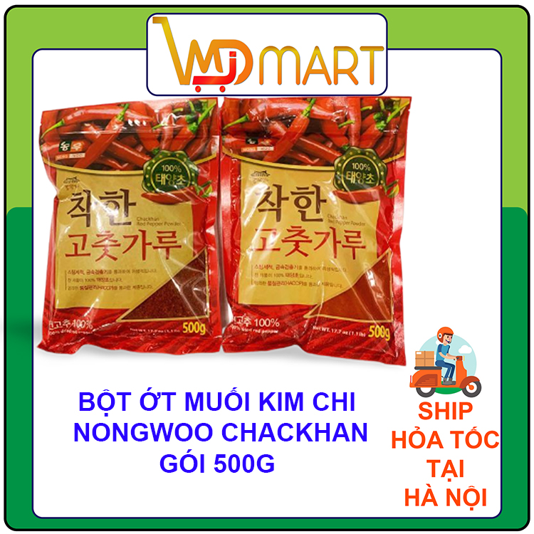 Bột Ớt Nongwoo Chackhan Hàn Quốc Gói 500G (Có 2 Loại Cánh Và Mịn)