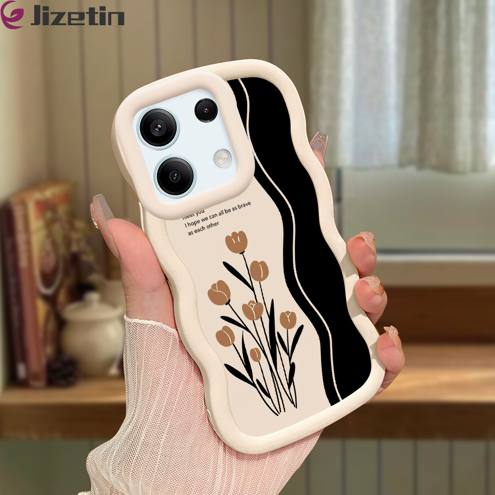 Jizetin%20for%20Redmi%20Note%2013%204G%20Note%2013%20Pro%20Plus+%205G%20Xaomi%20Poco%20M6%20Pro%20Poco%20X6%205G%20Back%20Cover%20Brown%20Tulip%20Macaron%20Bright%20Color%20Wavy%20Shape%20Soft%20Mobile%20Phone%20Cases%20-%20Image%202