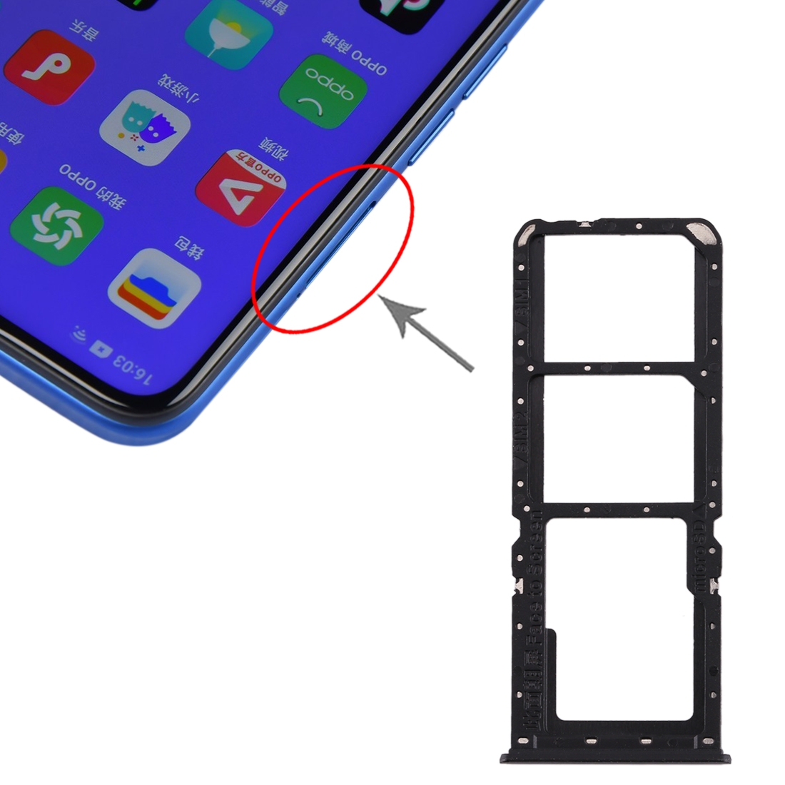 For oppo a11x/a11/a9/a5 sim card tray + sim card tray + micro sd card tray