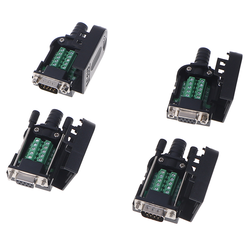 DB9 Connector Male Female 9 Pin Plug Wire Sleeve RS232 RS485 Breakout Terminals BYJ. 